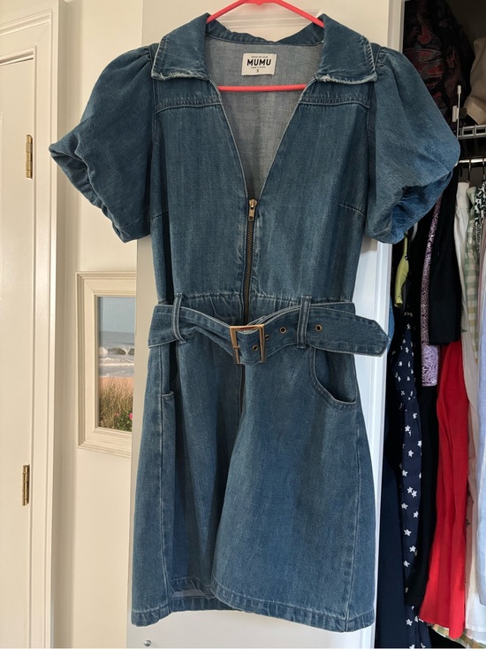 Show Me Your MuMu Dresses & Skirts - Show Me Your Mumu Denim Zip Oxford Front Dress with Belt -
